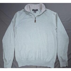 Grayson & Dunn Sweater Mens Medium Green 1/4 Zip Mock Neck Knit Pullover
